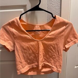 Peach Ribbed Women's Top